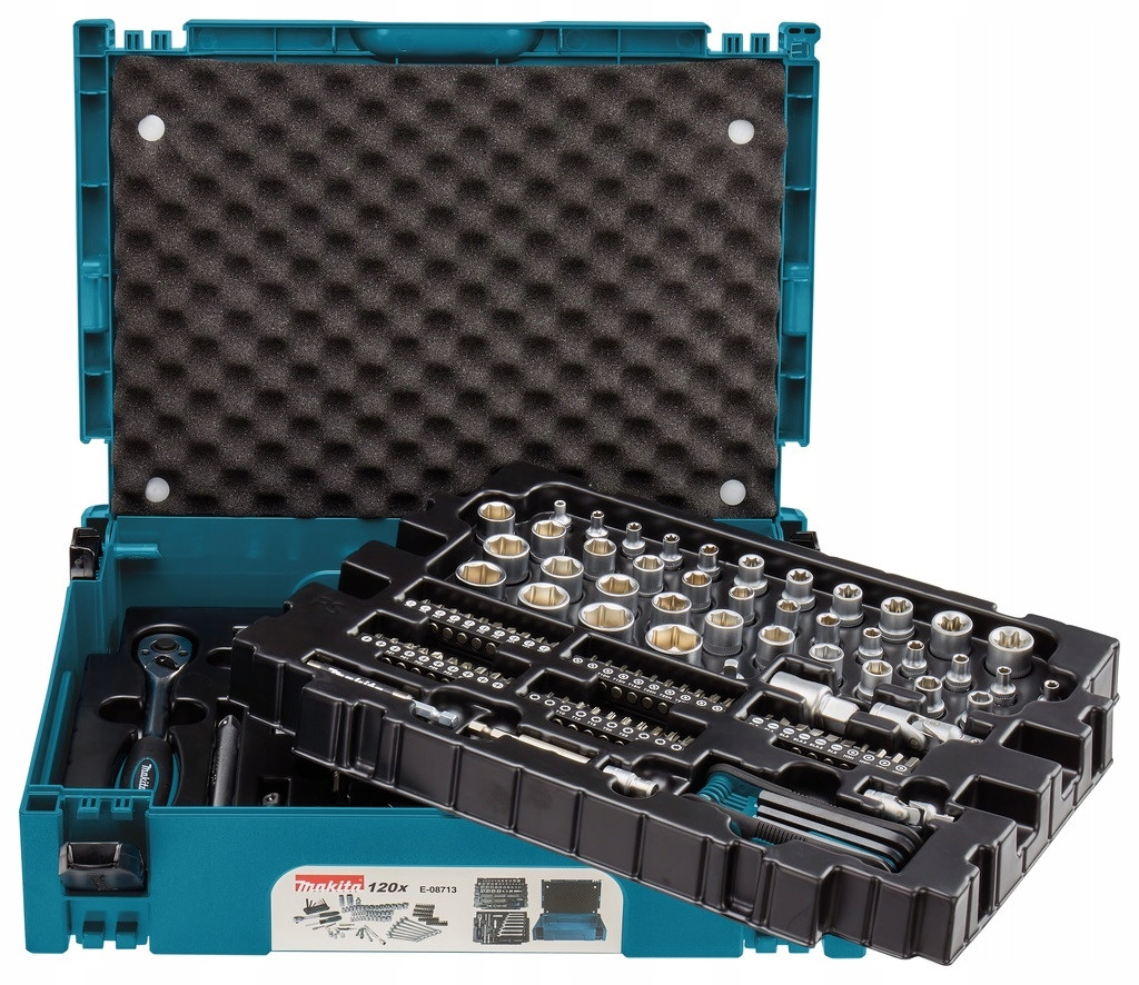 Набор инструментов ключей, бит, головок и аксессуаров в кейсе Makita E-08713 120 элементов - фото 4 - id-p2088347324