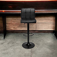 Барний стілець зі спинкою Bonro BC-0106 чорний з чорною основою якісний стілець з еко шкіри