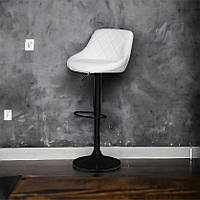 Барный стул со спинкой Bonro B-074 белый с черным основанием качественный удобный