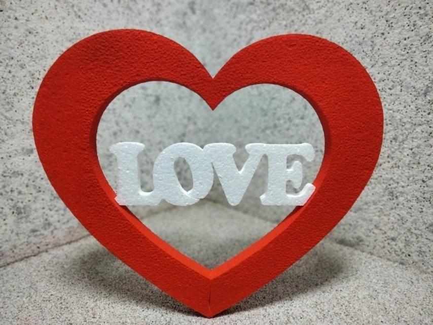 Серце з пінопласту LOVE 37см та 43см товщ 2,6 см з фарбуванням