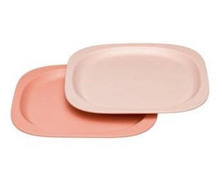 Дитяча тарілка мілка для годування, набір 2 шт. 4М+ Nip Зелена серія Рожеві