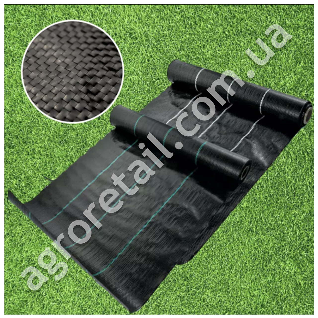 Агроткань влагопроникающая черная с зеленой полосой плотность 95 ширина 3.2 м на метраж Agreen - фото 5 - id-p2088287884