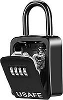 Подвесной металлический мини сейф для ключей uSafe KS-05s, с крючком и паролем, Черный