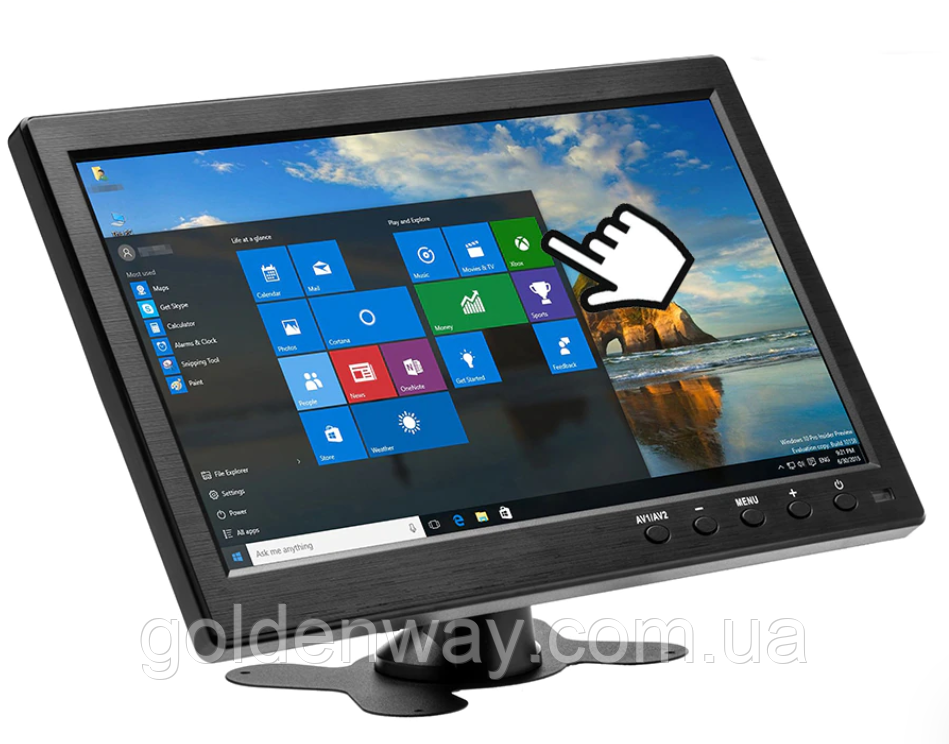 Монітор 10 дюймів PODOFO K0202 живлення від повербанка USB 5 вольт єкран IPS 1024x600 HDMI VGA AV BNC USB, фото 1