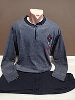 Чоловіча піжама утеплена Туреччина Ercan темно-сіра  48-56 розміри двійка реглан та штани бавовна кашемір