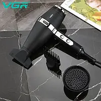 Фен для волосся VGR V-451 Professional (2200 Вт, іонізація, турбо режим, 3 насадки, 2 швидкості)