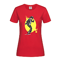 Червона жіноча футболка З принтом Майкл Джексон (14-1-7-1-червоний)