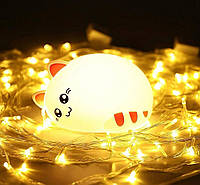 Детский силиконовый ночник светильник "Котик" 3D