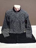 Чоловіча піжама тепла махра фліс Туреччина  100% бавовна 46-50 розміри темно-сіра