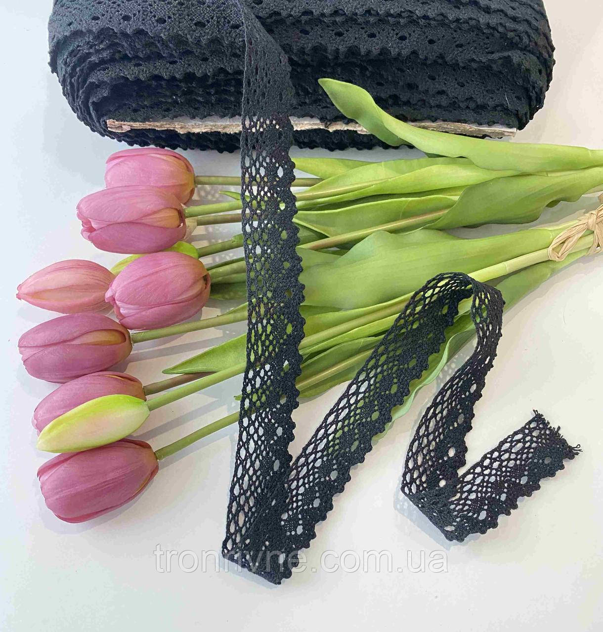 Чорне натуральне мереживо 2 см, фото 1
