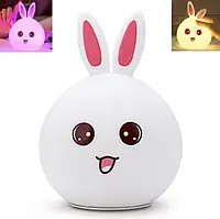 Силиконовый детский ночник RABBIT SILICONE LAMP, USB. Настольный светильник. Силиконовый ночник зайчик