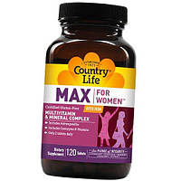 Витамины для женщин с железом Max for Women with Iron Country Life 120таб (36124011)