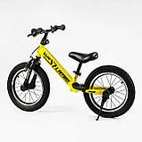 Біговел дитячий 14 дюймів Corso Lambo LB-14704 Жовтий, з ручним гальмом, надувними колесами, велобіг дитячий, фото 4