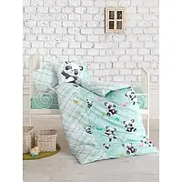 Постельное белье для новорожденных в детскую кроватку Cotton Box Panda Mint 100% хлопок