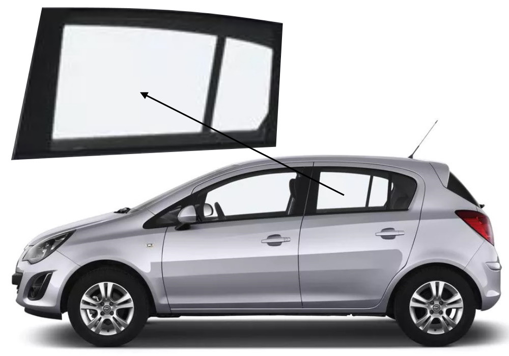 Бічне скло Opel Corsa D 2007-2014 задніх дверей ліве, фото 1
