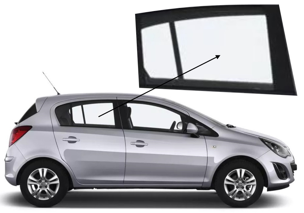 Бічне скло Opel Corsa D 2007-2014 задніх дверей праве