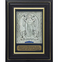 Ключница настенная деревянная с посеребренным образом Божьей Матери "Покров Пресвятой Богородицы"
