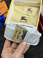 Burberry Leather TB Belt Black/Tan/Gold 20x20x20