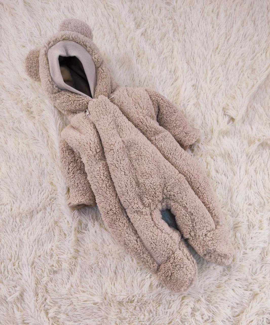 Дитячий теплий чоловічок комбінезон Тедді осінь весна зима 0-3 міс 56-62 розмір