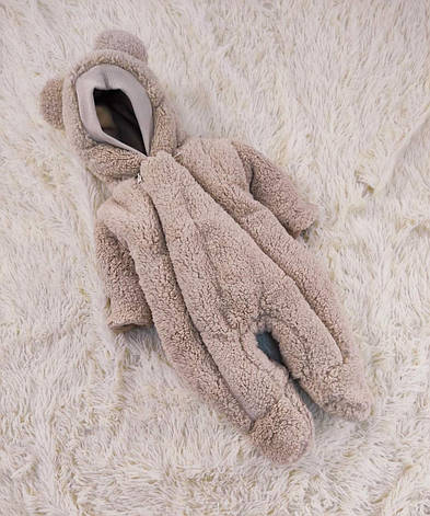 Дитячий теплий чоловічок комбінезон Тедді осінь весна зима 0-3 міс 56-62 розмір, фото 2