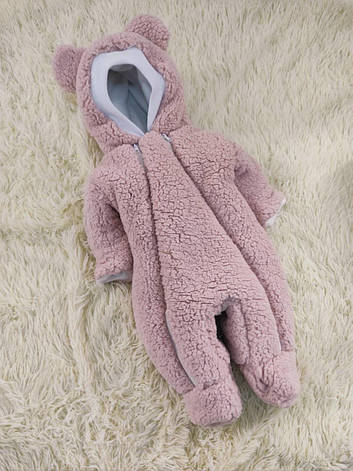 Дитячий теплий чоловічок комбінезон Тедді осінь весна зима 0-3 міс 56-62 розмір, фото 1