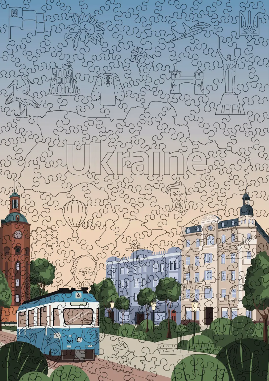 Середній Фігурний Дерев'яний Пазл Woods Story Вінниця L, фото 1