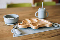 Силіконова миска дитяча FreeOn  Bear, сіра, фото 4