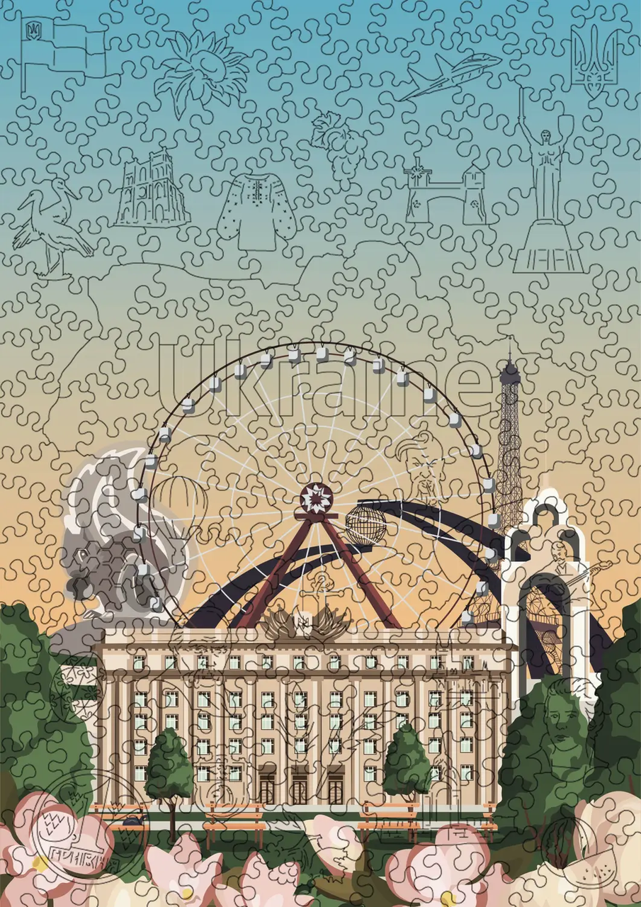 Середній Фігурний Дерев'яний Пазл Woods Story Харків L, фото 1