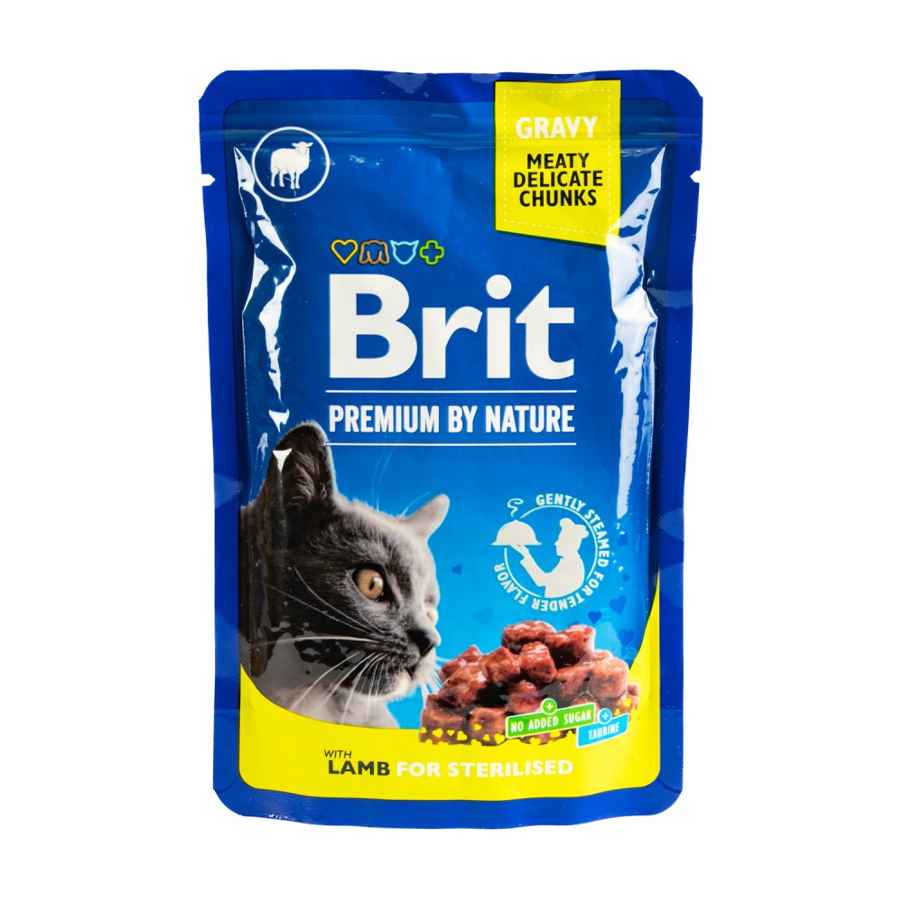 Вологий корм для стерилізованих котів з ягням Brit Premium Sterilised pouch 100 г