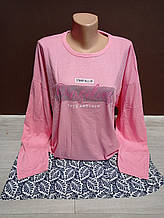 Піжама жіноча  Туреччина батал Асма Листики 50-58 розміри 100% бавовна кофта та штани рожева