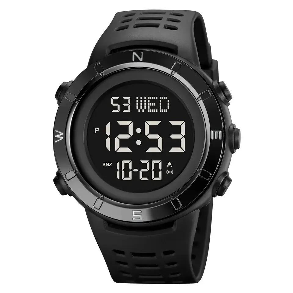 Спортивний кварцовий наручний годинник Skmei 2015 (Чорний з чорним циферблатом)