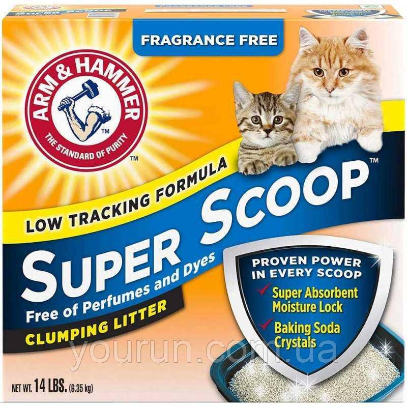 Arm&Hammer Super Scoop Clumping Litter-Наповнювач для котячого туалету, суперкомкующийся, без аромату 9.07 кг, фото 1
