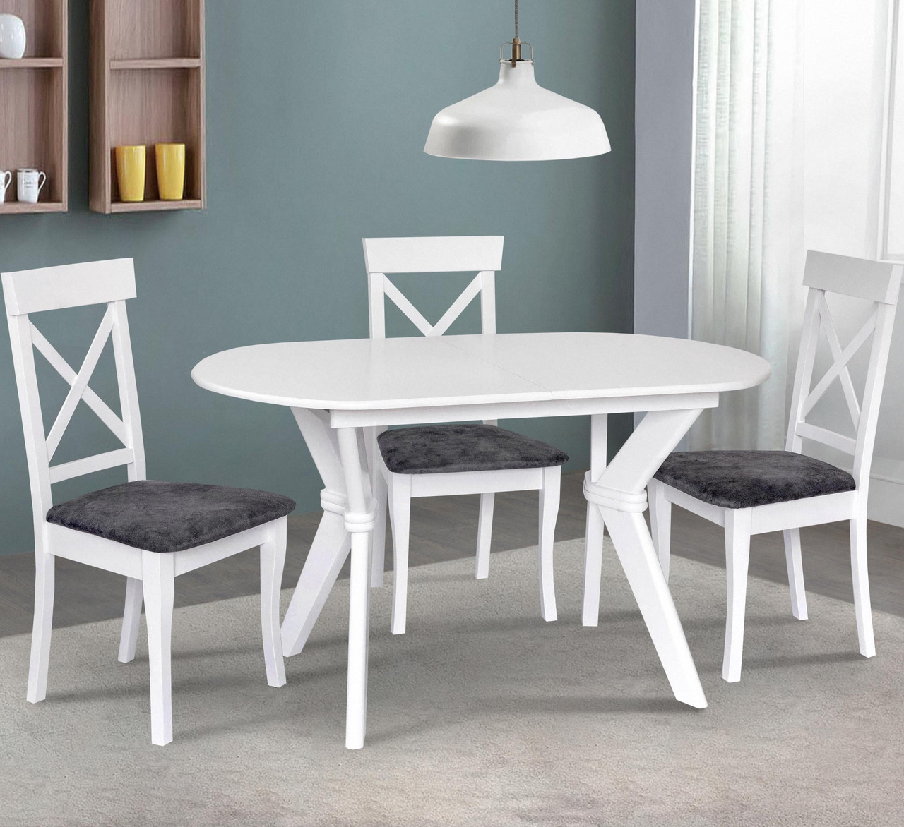 Стіл обідній розкладний Брайтон колір білий Мікс Мебель