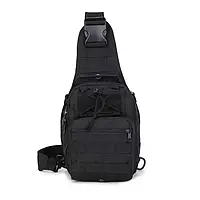 Тактическая сумка через плечо почтальон, рюкзак тактический черный однолямочный ВСУ
