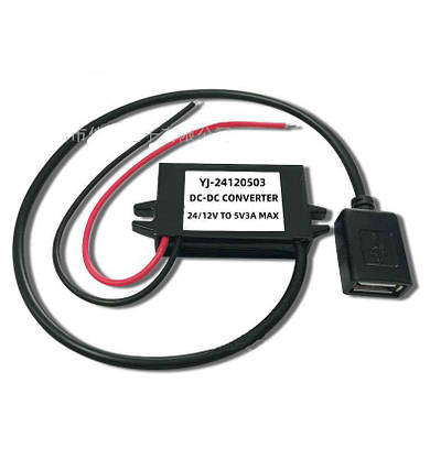 Стабілізатор/перетворювач напруги понижувальний YJ240503A-1, 8-35В - 5В, 3А, 15Вт, USB-мама, фото 1