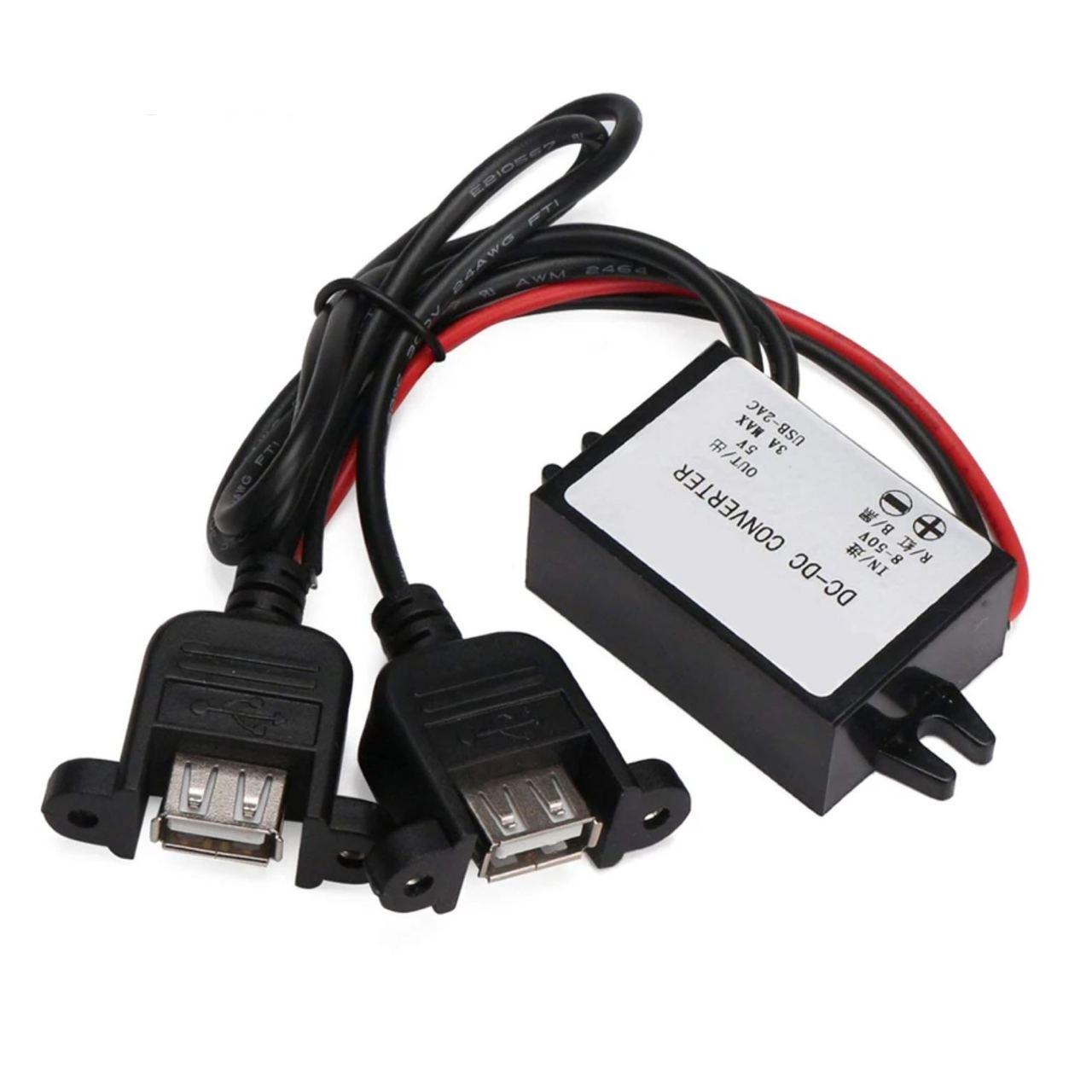 Стабілізатор/перетворювач напруги понижувальний YJ240503A-1, 8-35В - 5В, 3А, 15Вт, 2*USB-мама