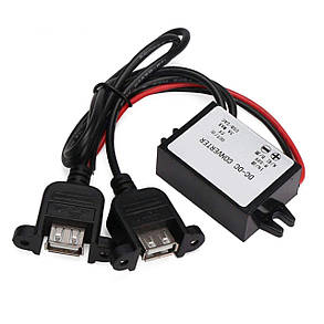 Стабілізатор/перетворювач напруги понижувальний YJ240503A-1, 8-35В - 5В, 3А, 15Вт, 2*USB-мама, фото 1