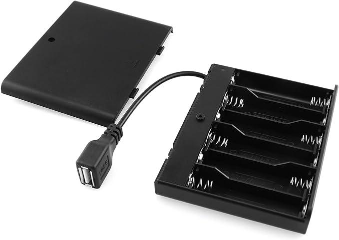 Акумуляторний/батарейний відсік на 6 х АА з кришкою і USB-мама