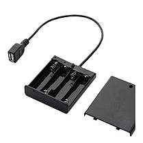 Акумуляторний/батарейний відсік на 4 х АА з кришкою і USB-мама, фото 5