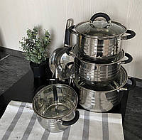 Набор кухонной посуды из нержавеющей стали 10 предметов Edenberg EB-2413 Набор кастрюль для индукционной плиты