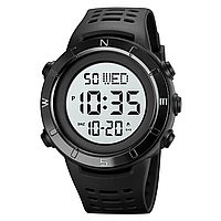 Спортивные кварцевые наручные часы Skmei 2015 (Черный с белым циферблатом)