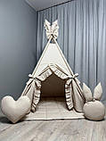 Вігвам Бежевий Зайчик Повний комплект, дитячий вігвам, дитяча палатка, вігвам для дітей, вігвам для дівчинки, фото 6