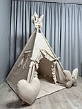 Вігвам Бежевий Метелик Повний комплект, вігвам дитячий, дитяча палатка, вігвам для дівчинки, вігвам для дітей, дитячий намет, фото 4
