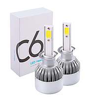 Комплект світлодіодних автомобільних LED ламп H1 C6 18 W діодні лампи для автомобіля ближнє, дальнє світло 0201