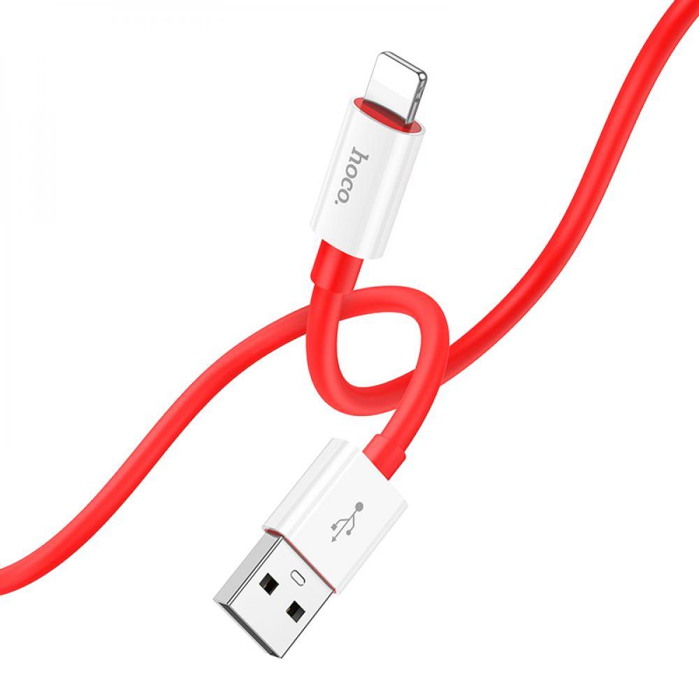 Кабель USB X87 Magic silicone Lightning (червоний), HOCO, Арт.49604