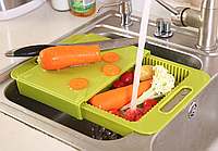 Корзина в раковину для мытья фруктов и овощей Разделочная доска на мойку 0201 Топ !