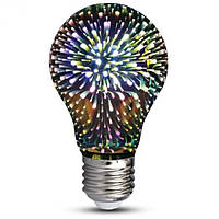 Лампочка ночник 3D Фейерверк A60, Е27, 4Вт Светодиодная лампа в патрон kr
