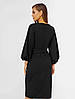 Вишукане класичне жіноче плаття з об'ємними рукавами та поясом, чорне, фото 7