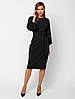 Вишукане класичне жіноче плаття з об'ємними рукавами та поясом, чорне, фото 5