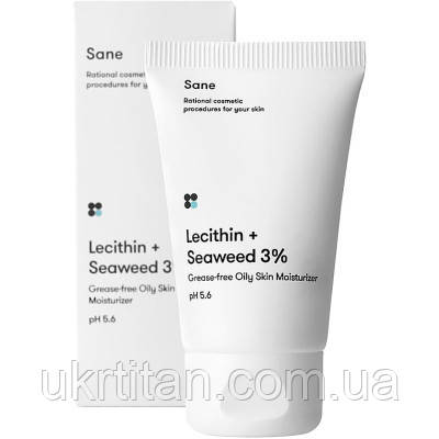 Оригінал! Крем для обличчя Sane З лецитином + морські водорості 3% Для жирної шкіри 40 мл (4820266830090) - Вища Якість!, фото 1